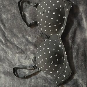 Torrid 38c Black With Flowers Wire Free Push Up Bra